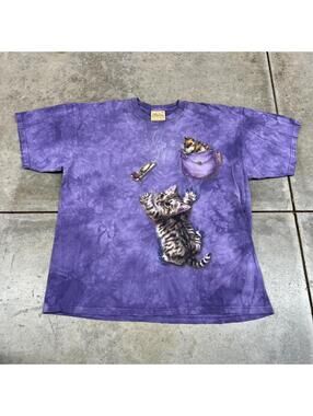 vintage the mountain kitten and mouse purple nature animal shirt size xl